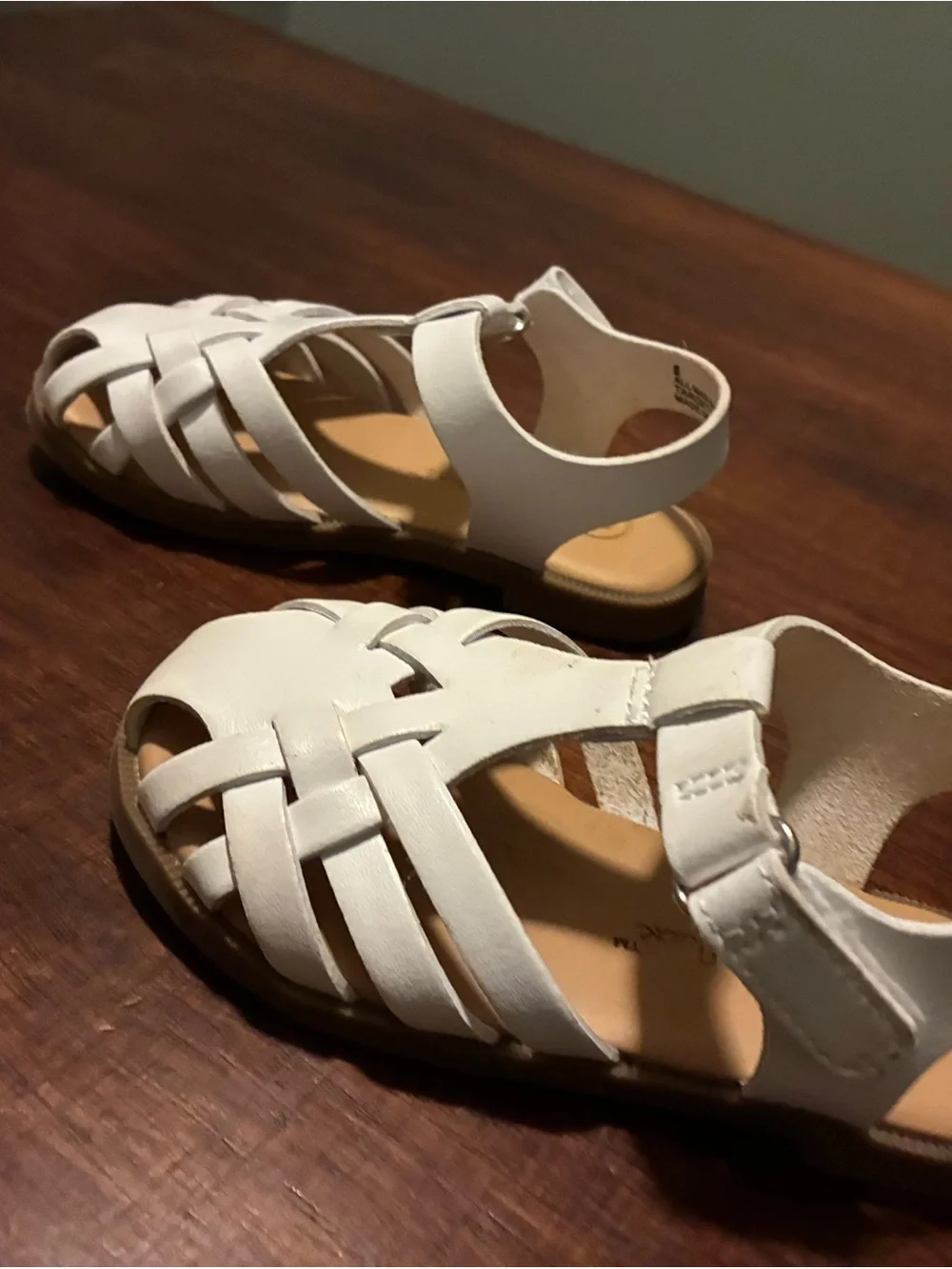 Cat & Jack White Woven T‑Strap Kids Sandals